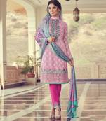 PINK brasso georgette unstitched salwar with dupatta