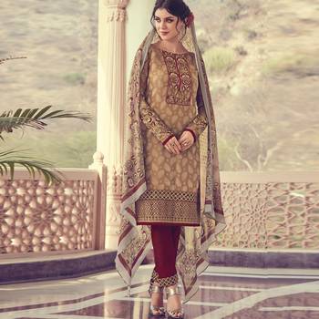beige brasso georgette unstitched salwar with dupatta 1