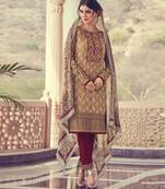 beige brasso georgette unstitched salwar with dupatta