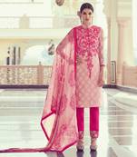 PINK brasso georgette unstitched salwar with dupatta