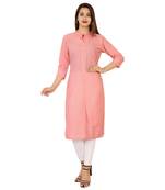 Plain Solid Peach Color Cotton Kurti