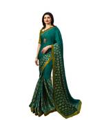 Mehendi printed georgette saree with blouse