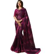 Purple printed georgette saree with blouse