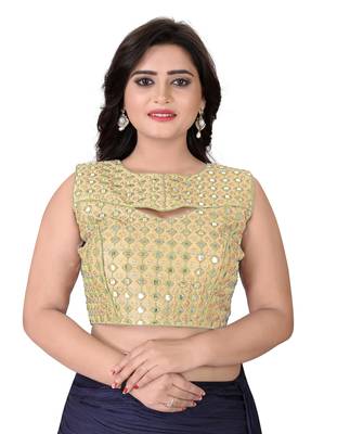 beige embroidered banglory round neck blouse 1