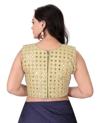 beige embroidered banglory round neck blouse 2