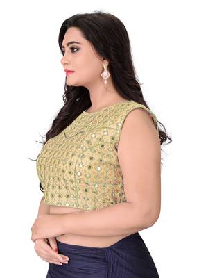beige embroidered banglory round neck blouse 3