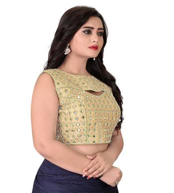 beige embroidered banglory round neck blouse 4