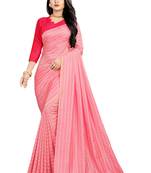 Pink woven art silk saree with blouse