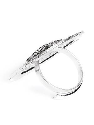 Zerokaata Chandelier Design Inspired Adjustable Oxidized Silver Ring 3