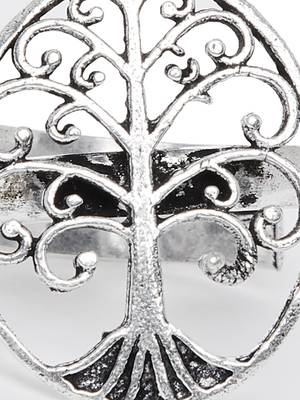 Zerokaata Adjustable Oxidized Silver Tree Ring 4