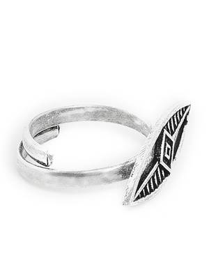 Zerokaata Adjustable Oxidized Silver Sleek Ring 2