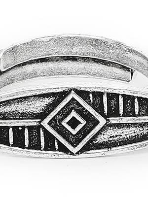 Zerokaata Adjustable Oxidized Silver Sleek Ring 4