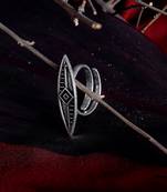 Zerokaata Adjustable Oxidized Silver Sleek Ring