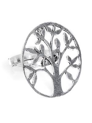 Zerokaata Adjustable Oxidized Silver Vintage Tree Ring 2