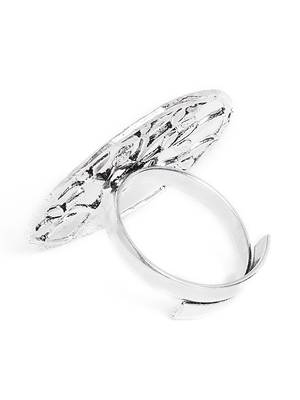 Zerokaata Adjustable Oxidized Silver Vintage Tree Ring 3