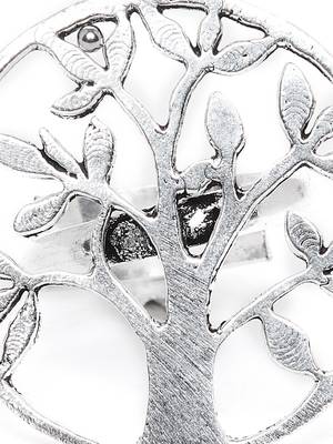Zerokaata Adjustable Oxidized Silver Vintage Tree Ring 4