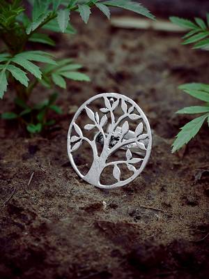Zerokaata Adjustable Oxidized Silver Vintage Tree Ring 1