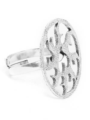 Zerokaata Adjustable Oxidized Silver Ring With Heart 2