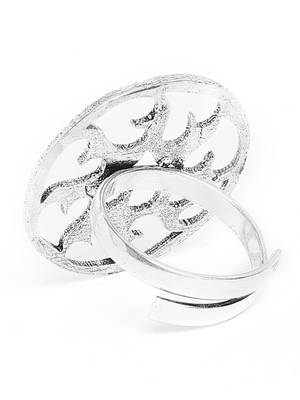 Zerokaata Adjustable Oxidized Silver Ring With Heart 3
