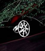 Zerokaata Adjustable Oxidized Silver Ring With Heart