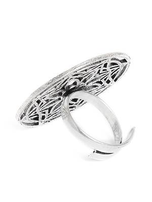 Zerokaata Classic Adjustable Oxidized Silver Ring 3