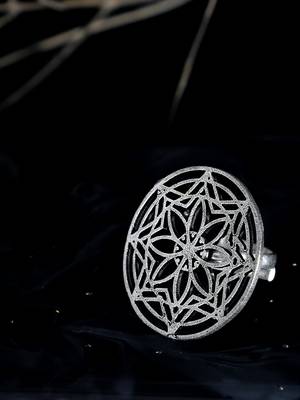 Zerokaata Classic Adjustable Oxidized Silver Ring 1