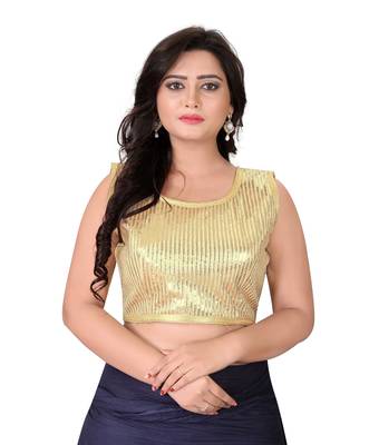 beige embroidered georgette u neck blouse 1