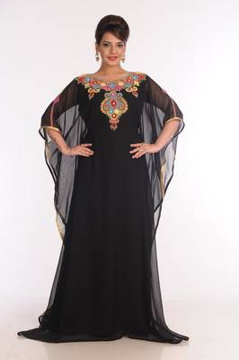 Georgette Black Embroidered Islamic Kaftans 1