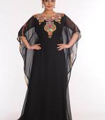 Georgette Black Embroidered Islamic Kaftans