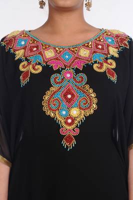 Georgette Black Embroidered Islamic Kaftans 2