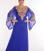 Georgette Royal Blue Embroidered Islamic Kaftans