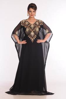 Georgette Black Embroidered Islamic Kaftans