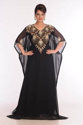 Georgette Black Embroidered Islamic Kaftans 1