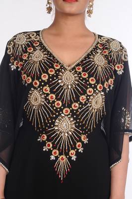 Georgette Black Embroidered Islamic Kaftans 2