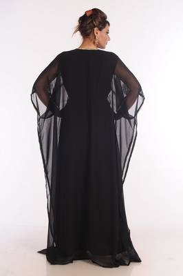 Georgette Black Embroidered Islamic Kaftans 5