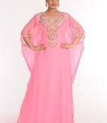 Georgette Pink Embroidered Islamic Kaftans