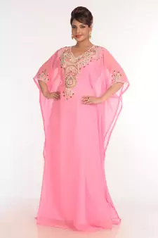Georgette Pink Embroidered Islamic Kaftans