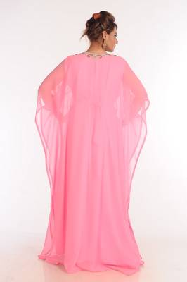 Georgette Pink Embroidered Islamic Kaftans 5