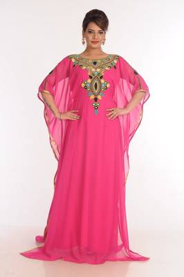 Georgette Pink Embroidered Islamic Kaftans 1
