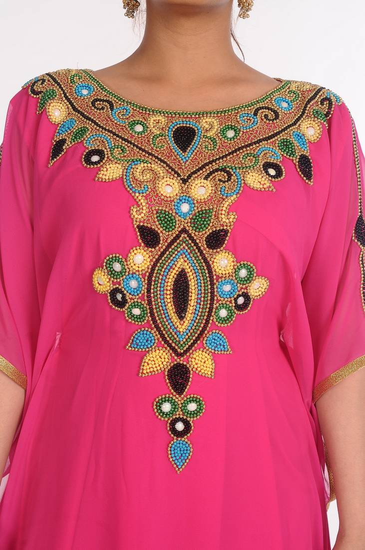 Georgette Pink Embroidered Islamic Kaftans
