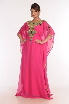 Georgette Pink Embroidered Islamic Kaftans 4