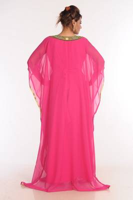 Georgette Pink Embroidered Islamic Kaftans 5