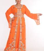 Georgette Orange Embroidered Islamic Kaftans