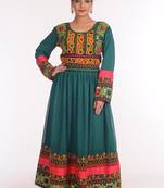 Georgette Green Embroidered Islamic Kaftans