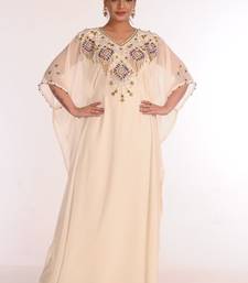 Georgette Cream Embroidered Islamic Kaftans