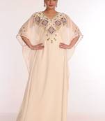 Georgette Cream Embroidered Islamic Kaftans