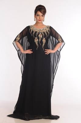 Georgette Black Embroidered Islamic Kaftans 1