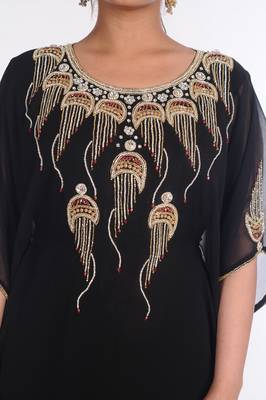 Georgette Black Embroidered Islamic Kaftans 2