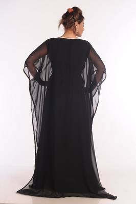 Georgette Black Embroidered Islamic Kaftans 5