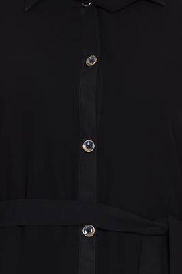 Black front open girls stylish abaya 4